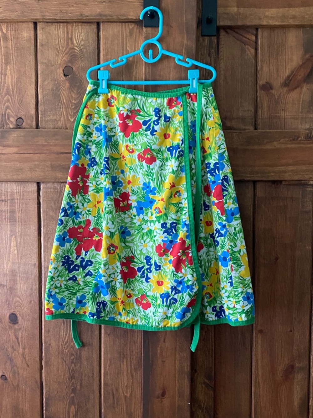 Vintage Bright Floral A-Line Wrap Skirt